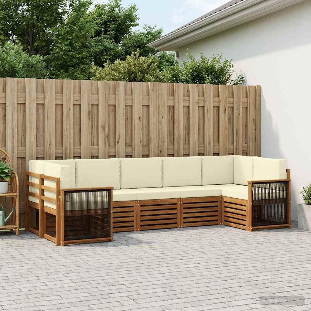 Set di divani da esterno 6 pz Naturale e Crema