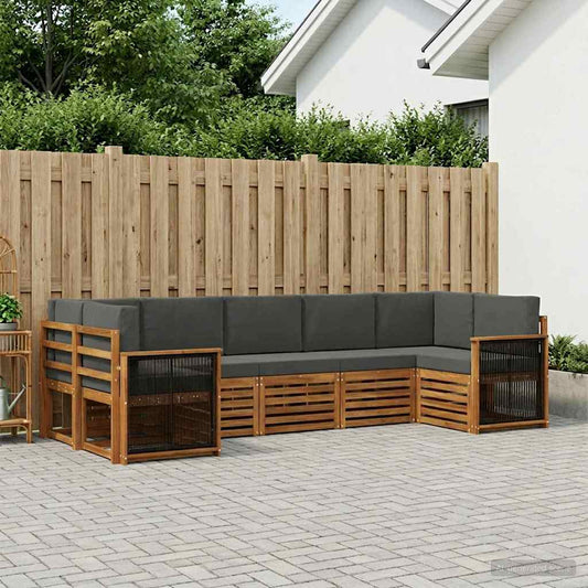Set divano sezionale con cuscino 6 pcs Naturale e Antracite