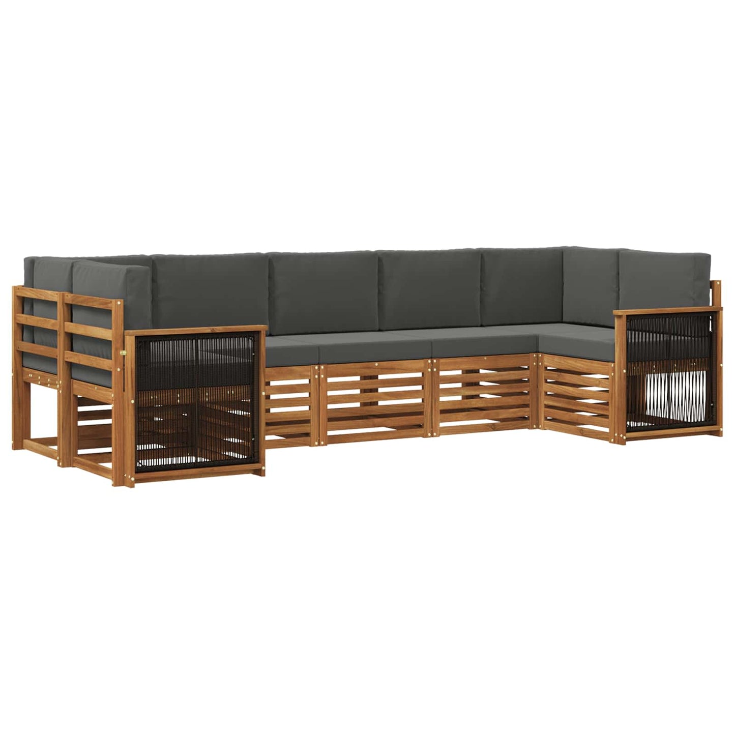 Set divano sezionale con cuscino 6 pcs Naturale e Antracite