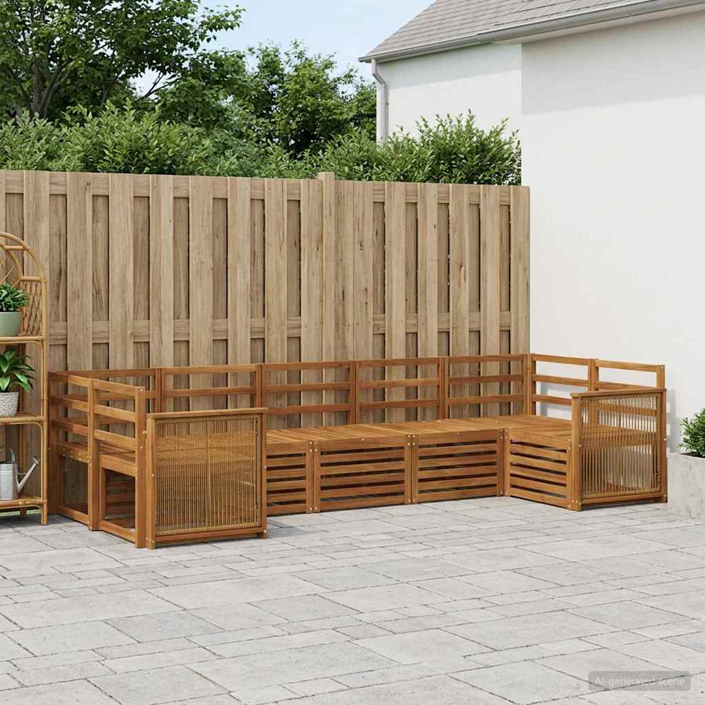 Set di divani da esterno 6 pz Naturale Legno di Acacia Massello