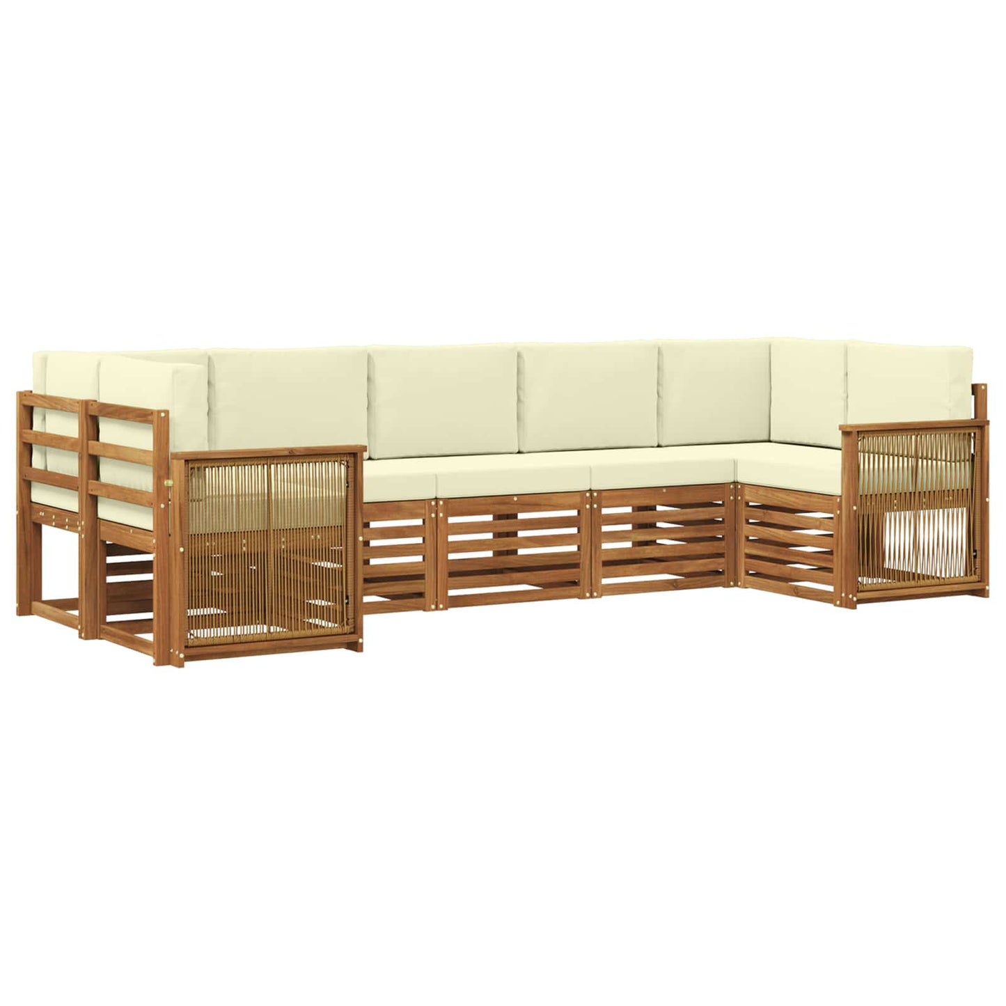 Set divano sezionale con cuscino 6 pcs Naturale e Crema