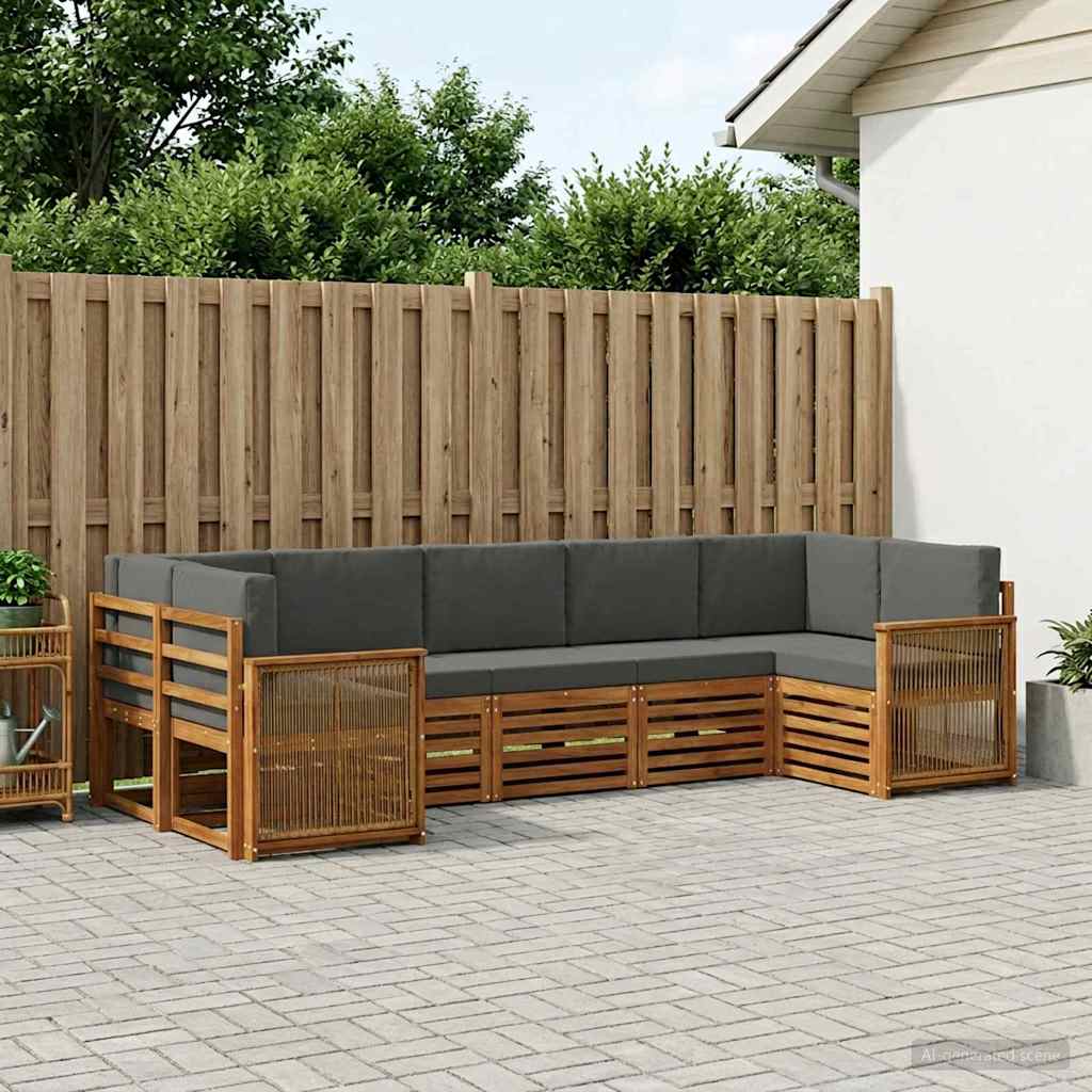 Set divano sezionale con cuscino 6 pcs Naturale e Antracite