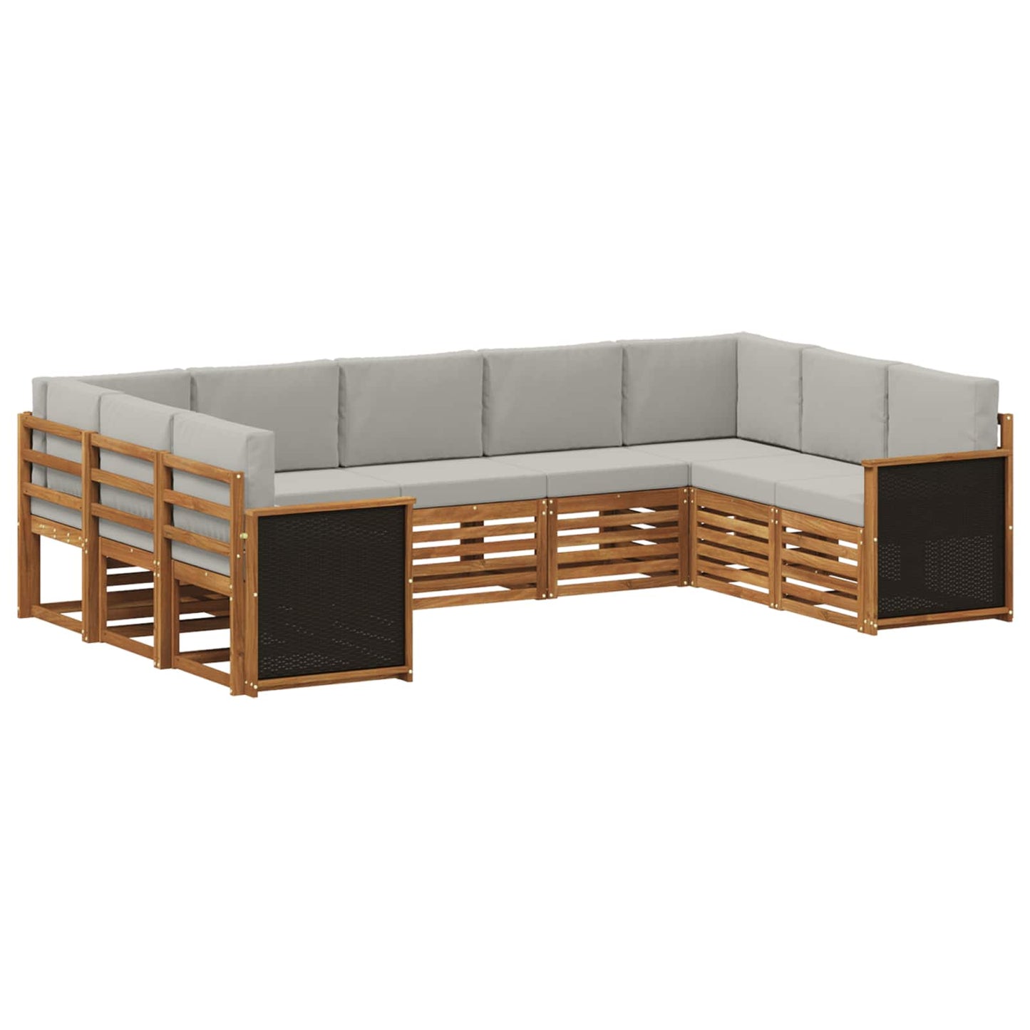 Set divano sezionale con cuscino 7 pcs Naturale e Grigio Chiaro