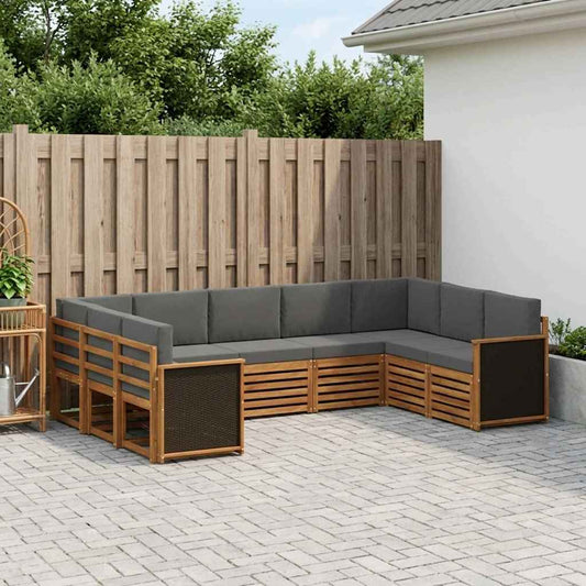 Set divano sezionale con cuscino 7 pcs Naturale e Antracite