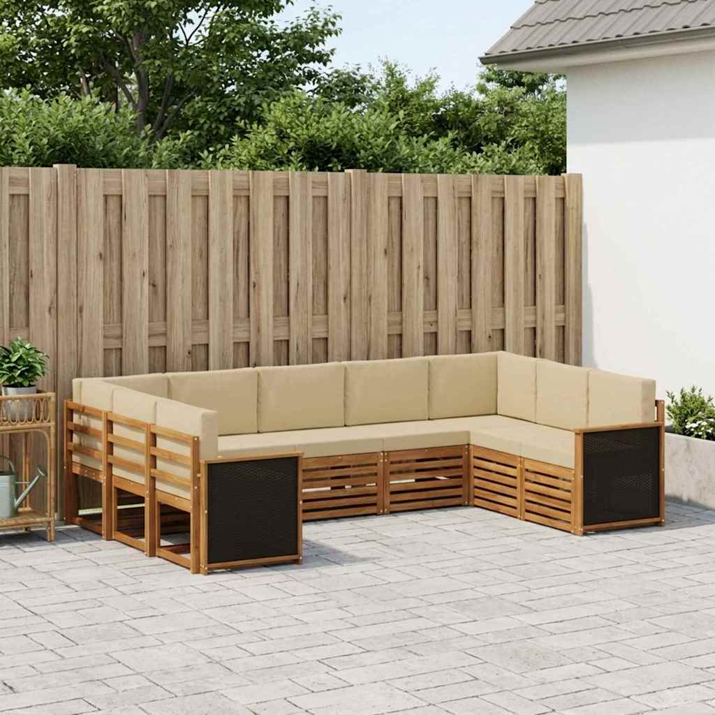 Set divano sezionale con cuscino 7 pcs Naturale
