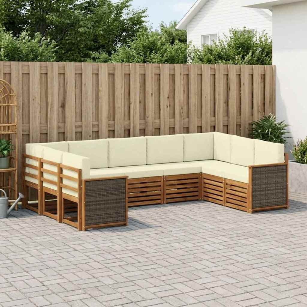 Set divano sezionale con cuscino 7 pcs Naturale e Crema