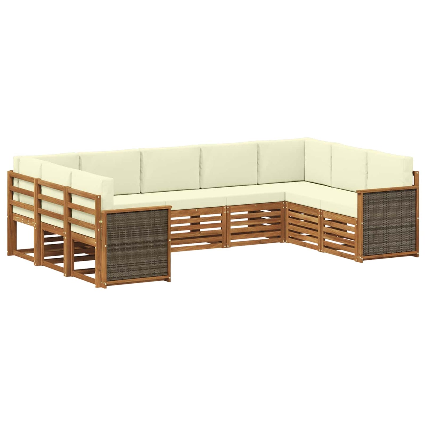 Set di divani da esterno 7 pz Naturale e Crema