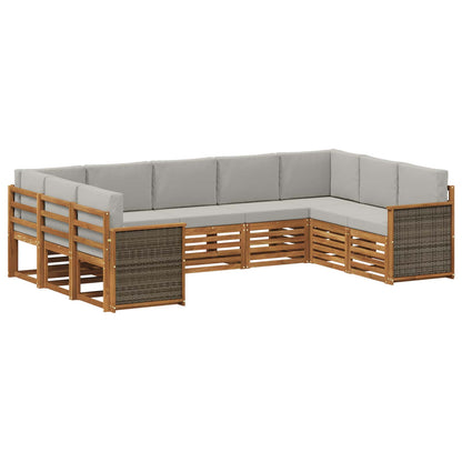 Set di divani da esterno 7 pz Naturale e Grigio Chiaro
