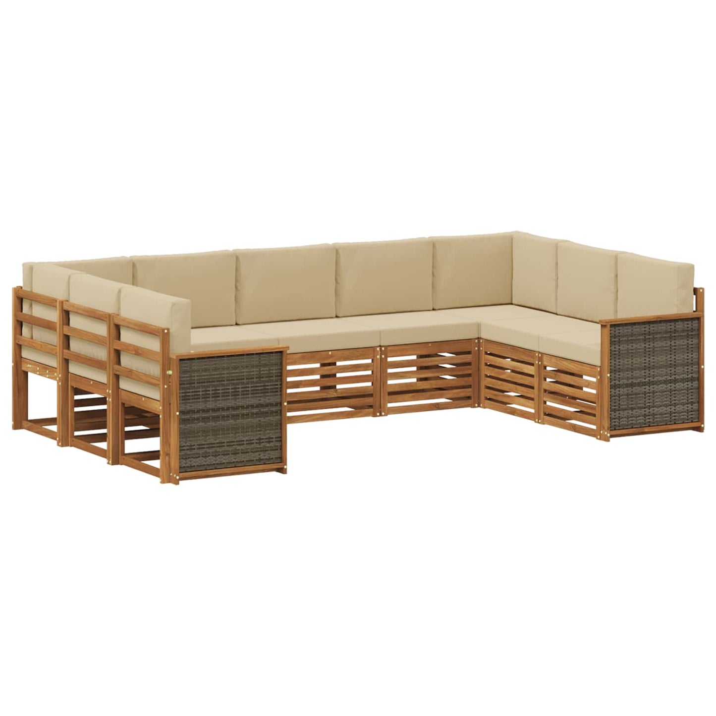 Set divano sezionale con cuscino 7 pcs Naturale