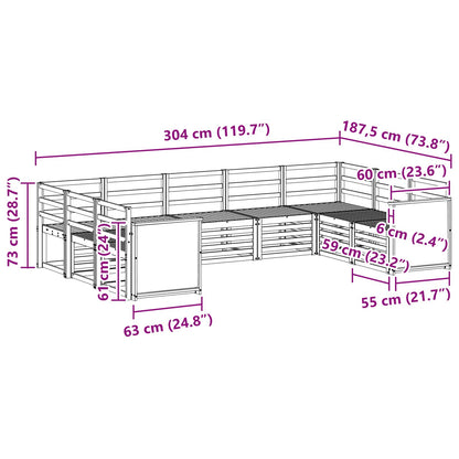 Set di divani da esterno 7 pz Naturale Legno di Acacia Massello - homemem39
