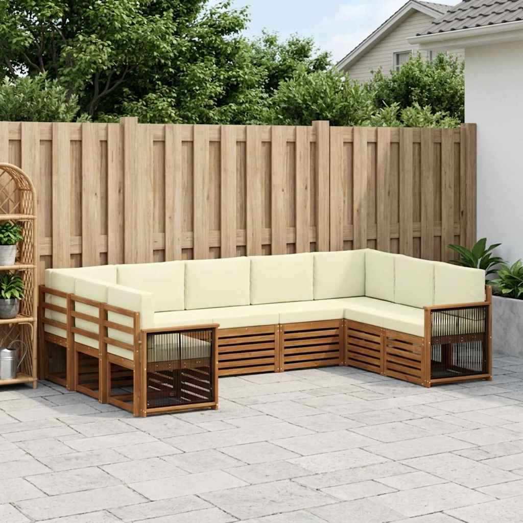 Set divano sezionale con cuscino 7 pcs Naturale e Crema