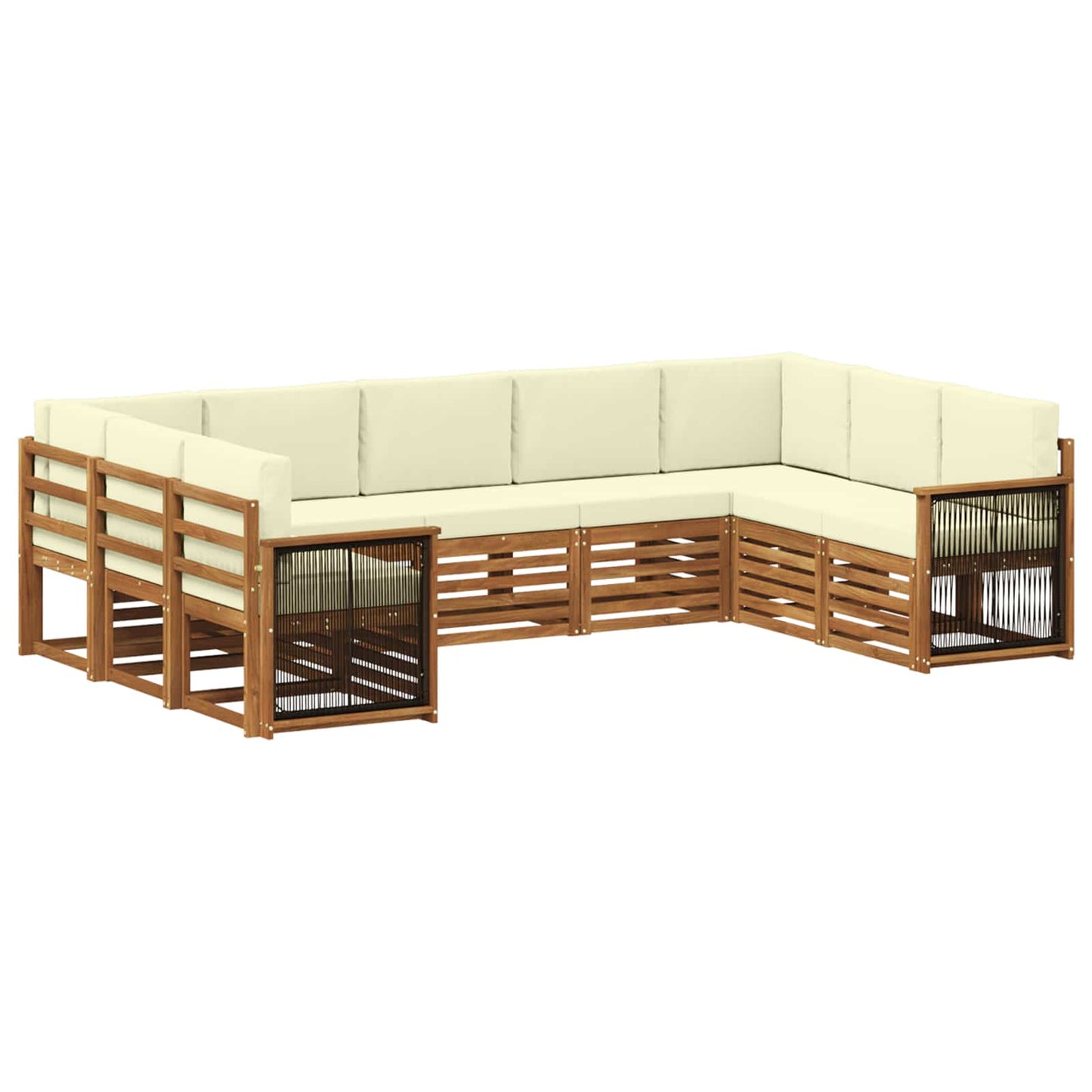 Set di divani da esterno 7 pz Naturale e Crema