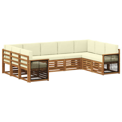 Set di divani da esterno 7 pz Naturale e Crema