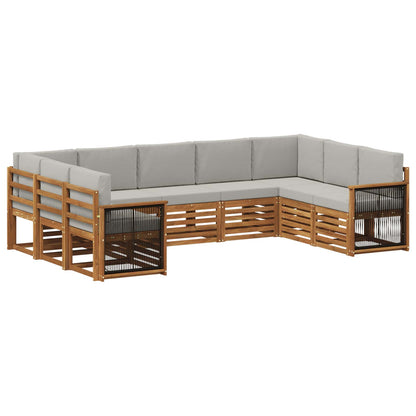 Set divano sezionale con cuscino 7 pcs Naturale e Grigio Chiaro