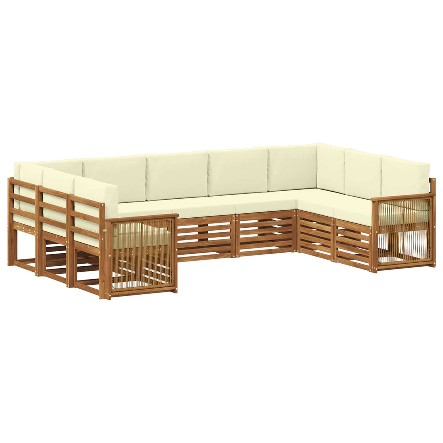 Set di divani da esterno 7 pz Naturale e Crema