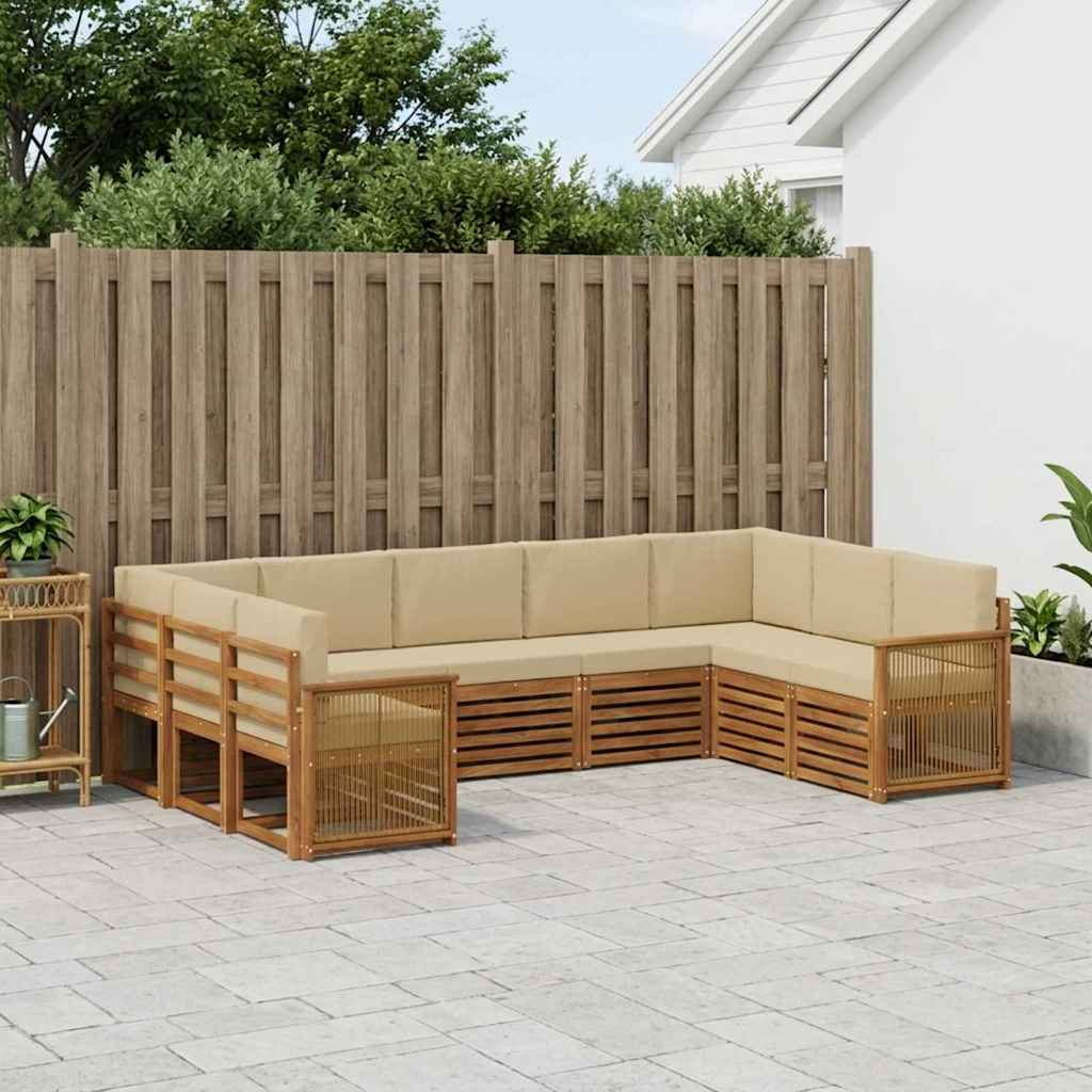 Set divano sezionale con cuscino 7 pcs Naturale