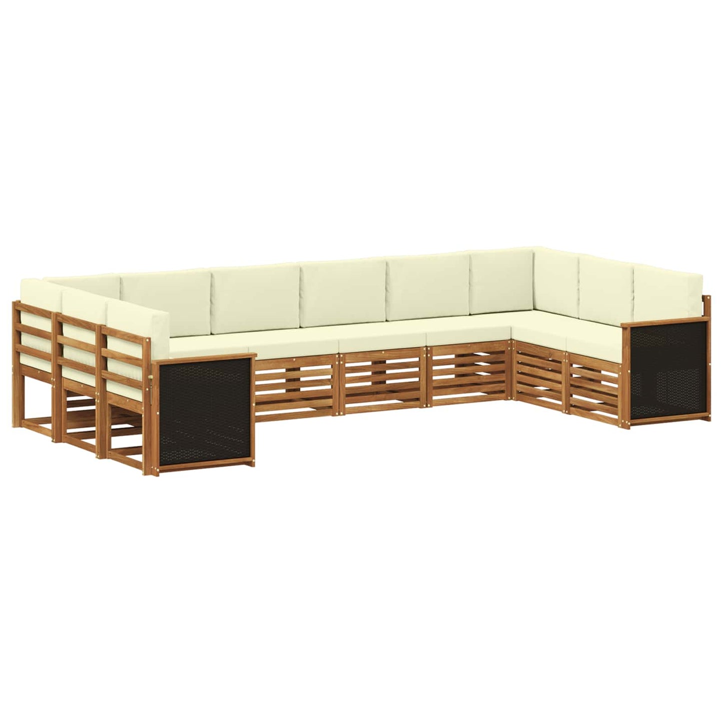 Set di divani da esterno 7 pz Naturale e Crema