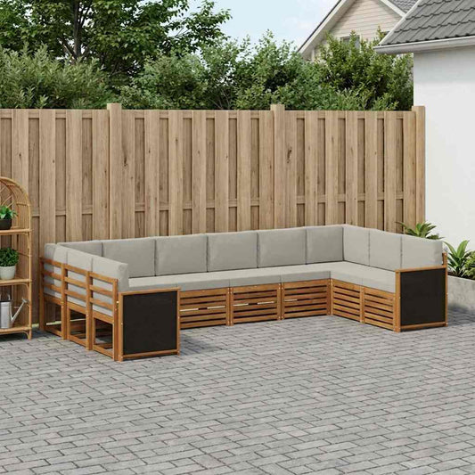 Set divano sezionale con cuscino 7 pcs Naturale e Grigio Chiaro