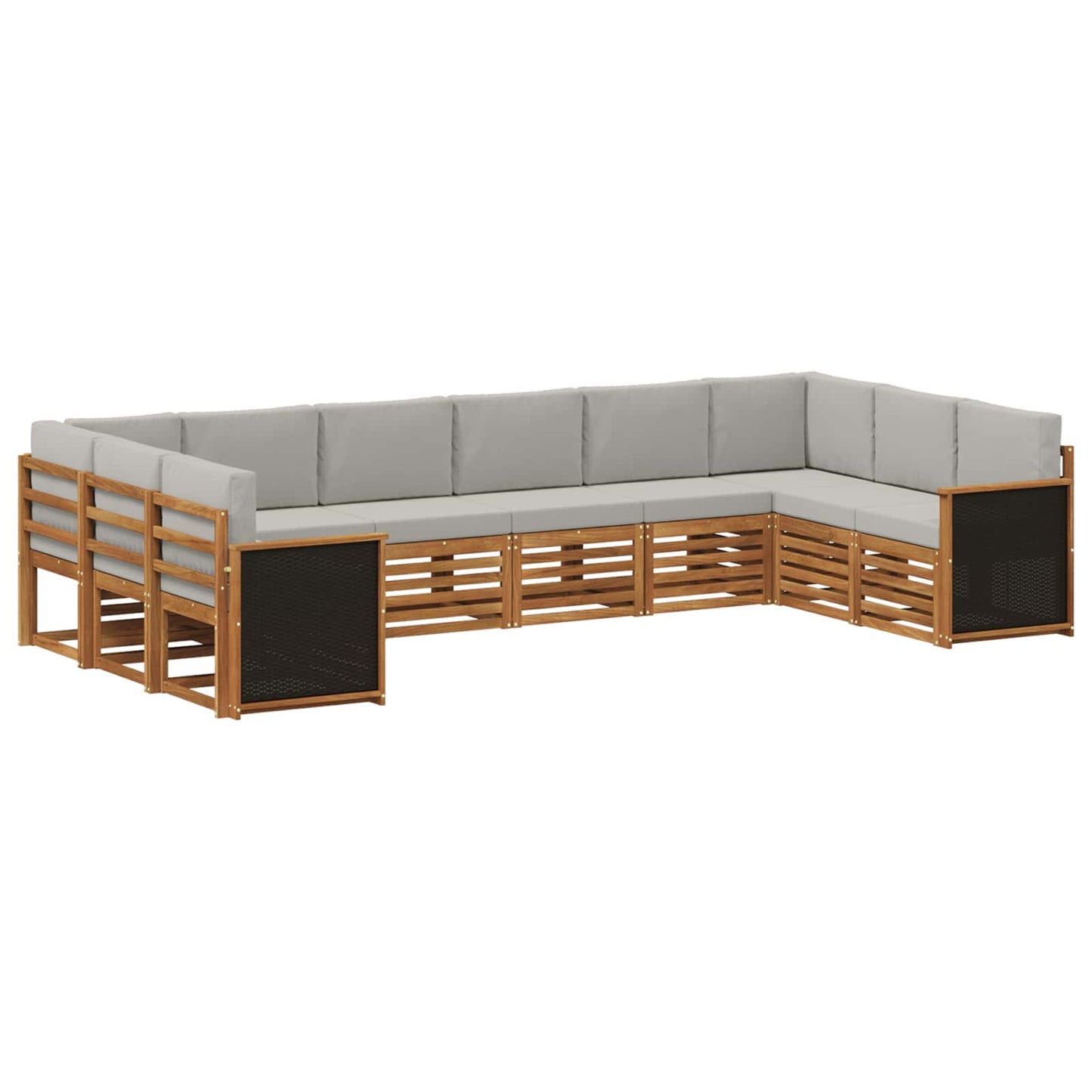 Set divano sezionale con cuscino 7 pcs Naturale e Grigio Chiaro