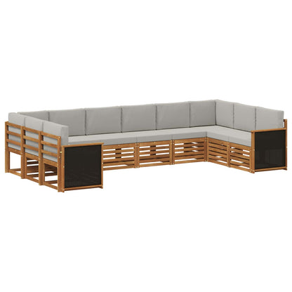Set divano sezionale con cuscino 7 pcs Naturale e Grigio Chiaro