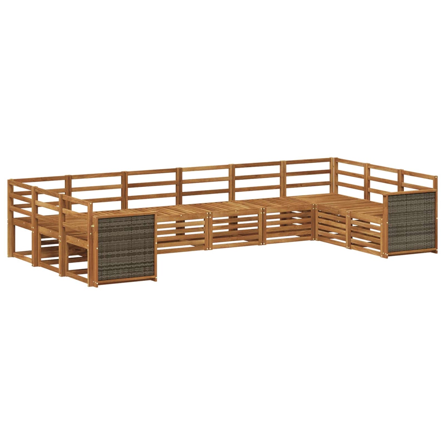Set di divani da esterno 7 pz Naturale Legno di Acacia Massello
