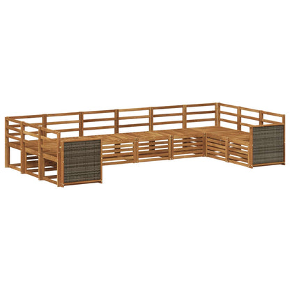 Set di divani da esterno 7 pz Naturale Legno di Acacia Massello