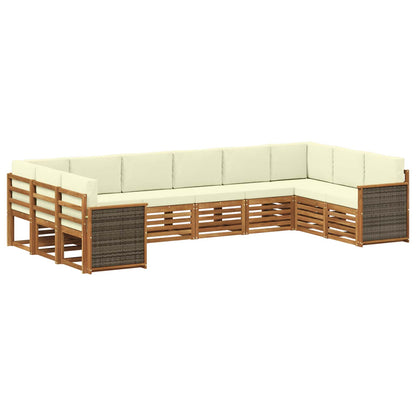 Set di divani da esterno 7 pz Naturale e Crema