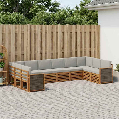 Set divano sezionale con cuscino 7 pcs Naturale e Grigio Chiaro