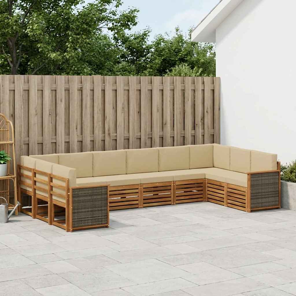 Set divano sezionale con cuscino 7 pcs Naturale