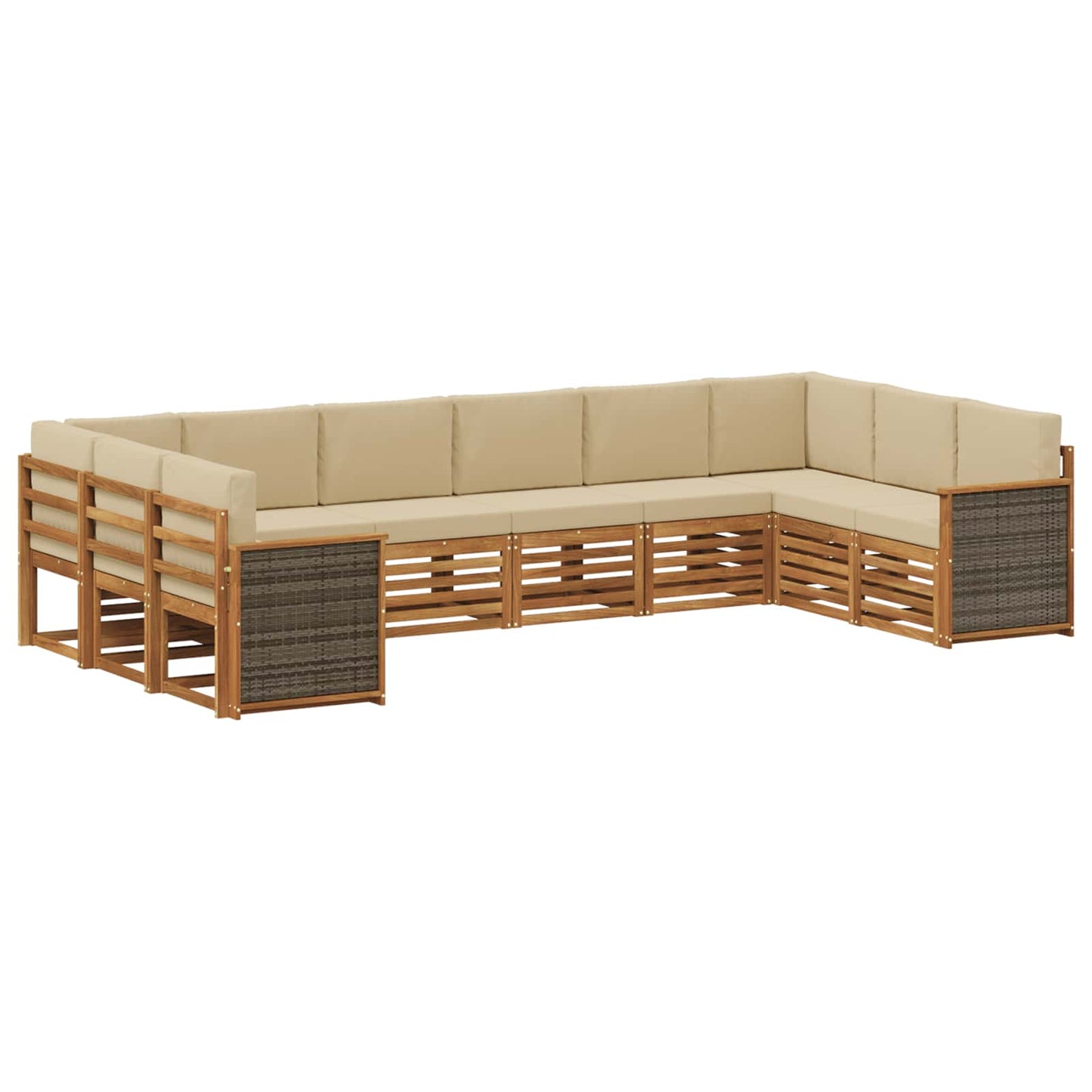 Set divano sezionale con cuscino 7 pcs Naturale