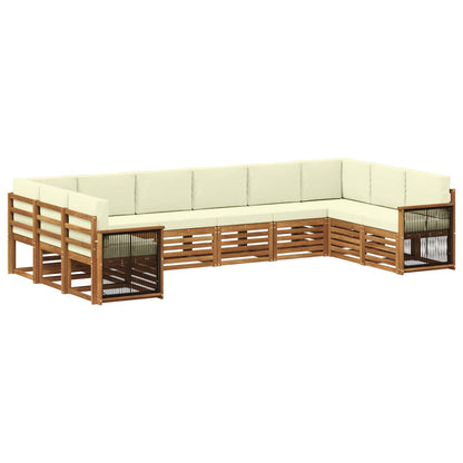Set di divani da esterno 7 pz Naturale e Crema