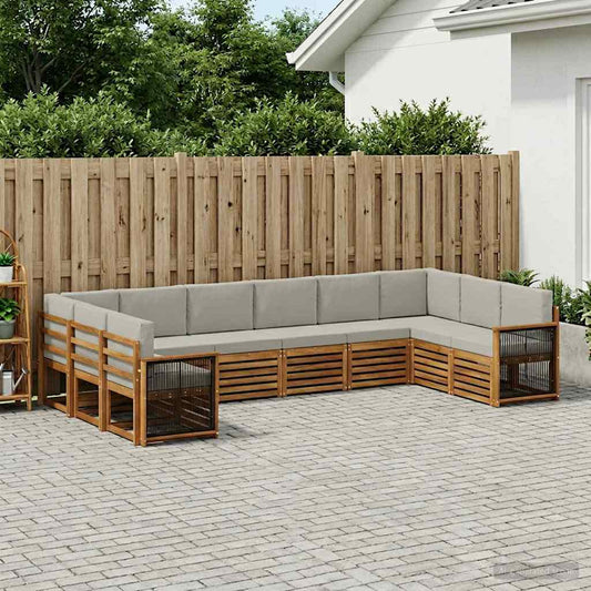 Set divano sezionale con cuscino 7 pcs Naturale e Grigio Chiaro