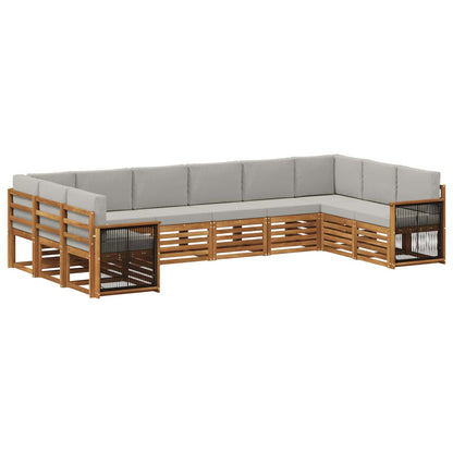 Set di divani da esterno 7 pz Naturale e Grigio Chiaro