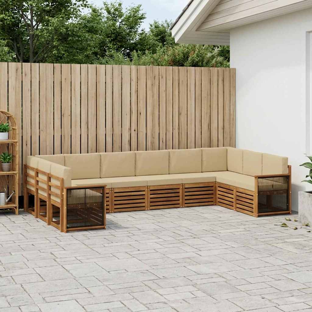 Set divano sezionale con cuscino 7 pcs Naturale