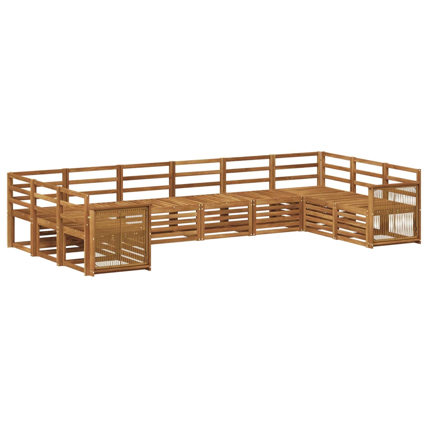Set di divani da esterno 7 pz Naturale Legno di Acacia Massello
