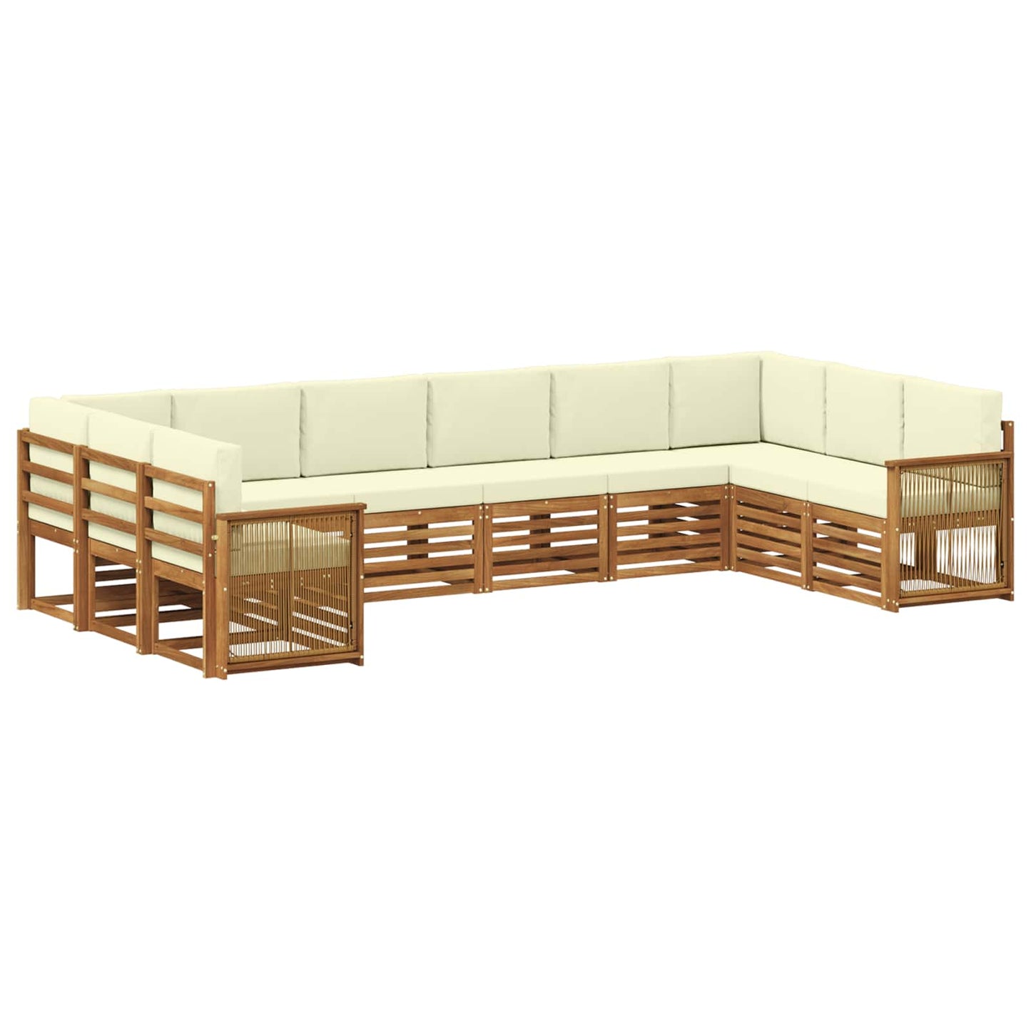 Set di divani da esterno 7 pz Naturale e Crema