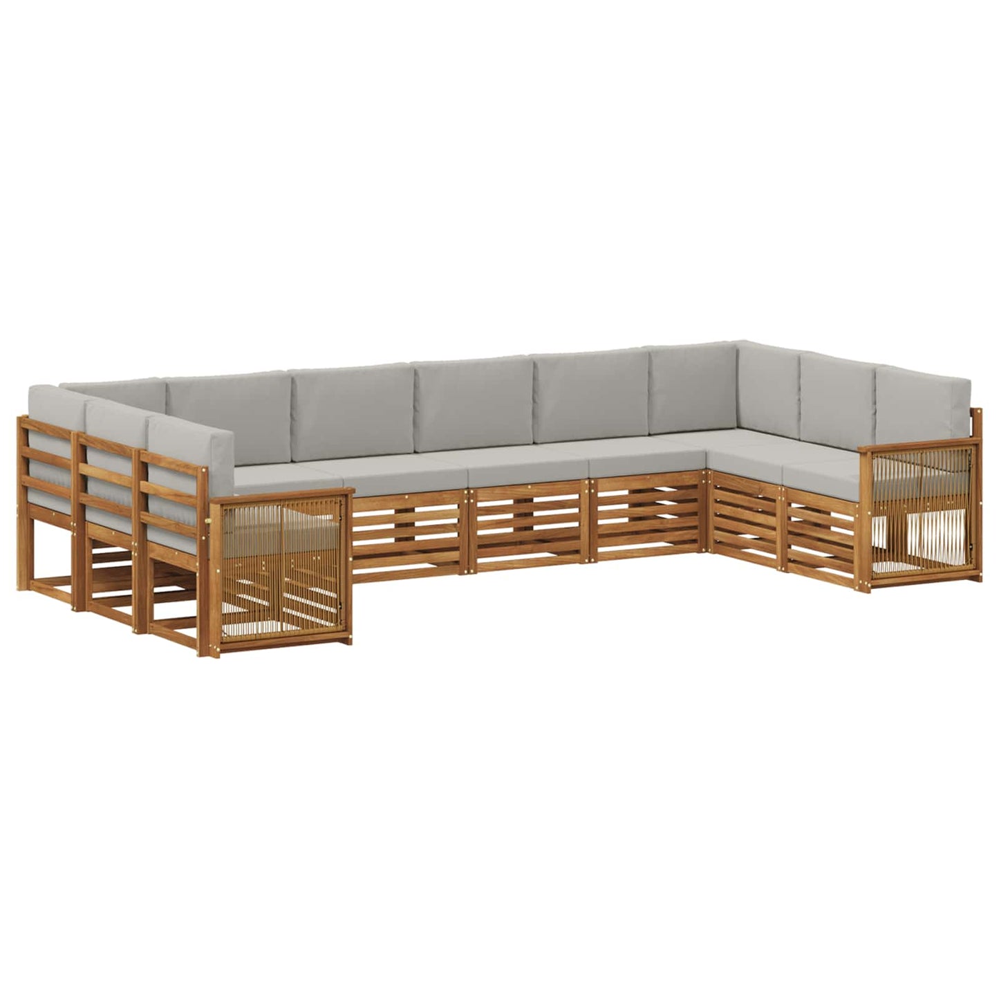 Set di divani da esterno 7 pz Naturale e Grigio Chiaro