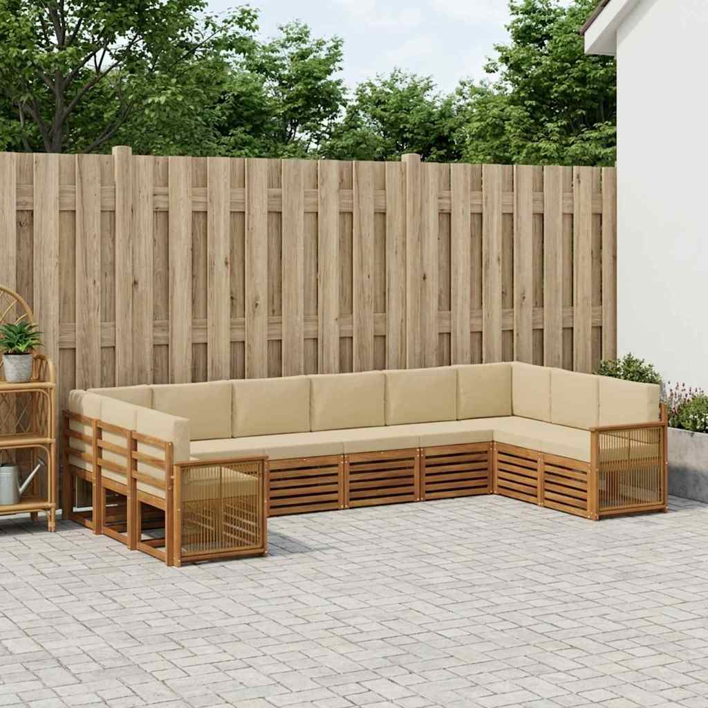 Set divano sezionale con cuscino 7 pcs Naturale