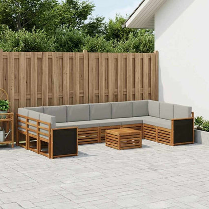 Set di divani da esterno 8 pcs Naturale e Grigio Chiaro