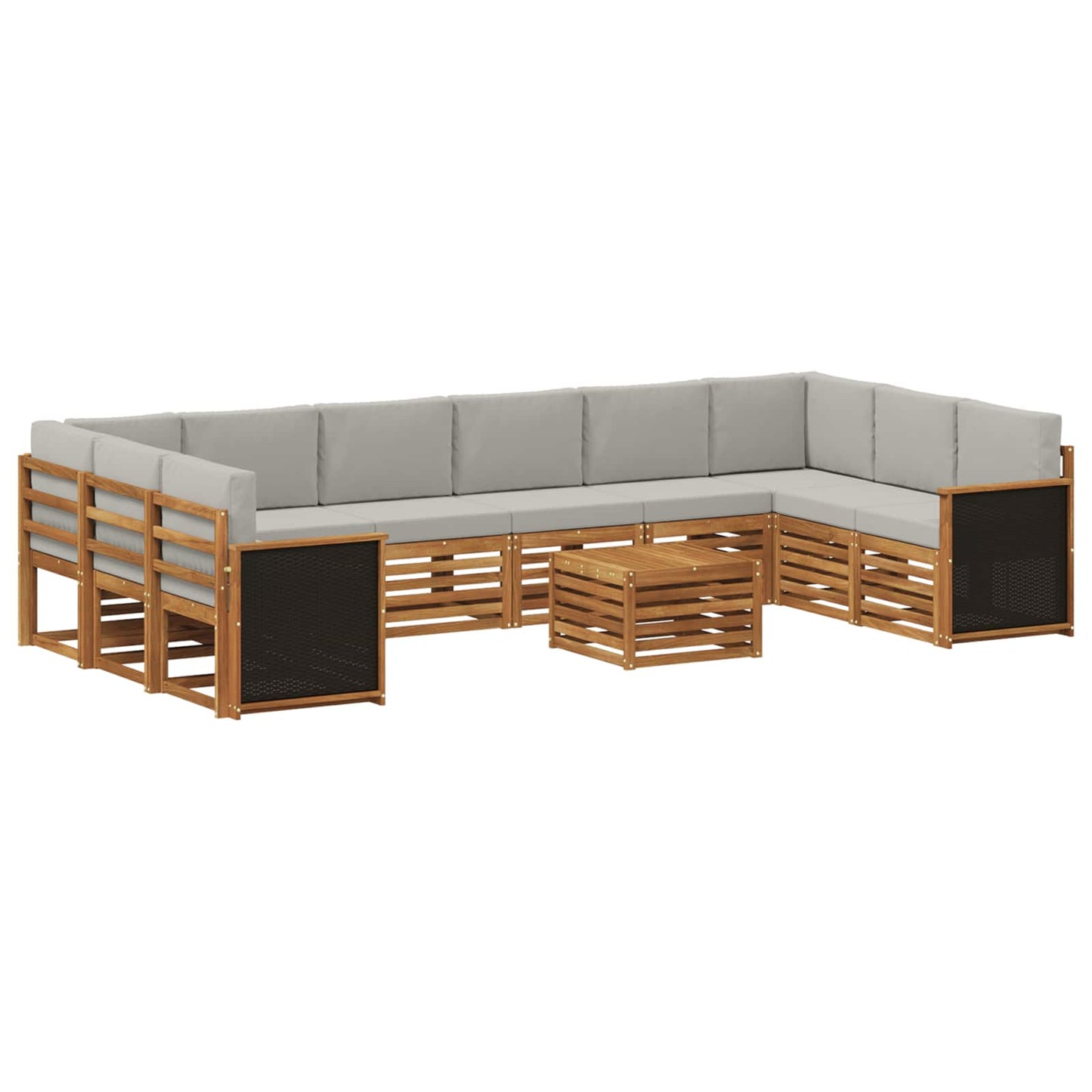 Set di divani da esterno 8 pz Naturale e Grigio Chiaro