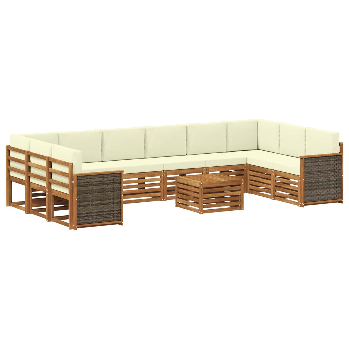 Set di divani da esterno 8 pz Naturale e Crema