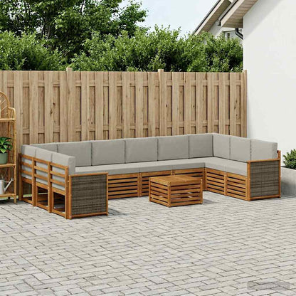 Set di divani da esterno 8 pcs Naturale e Grigio Chiaro
