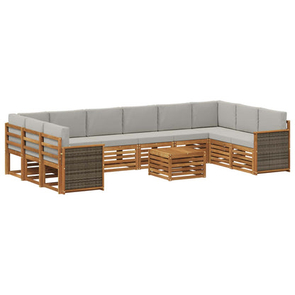 Set di divani da esterno 8 pcs Naturale e Grigio Chiaro