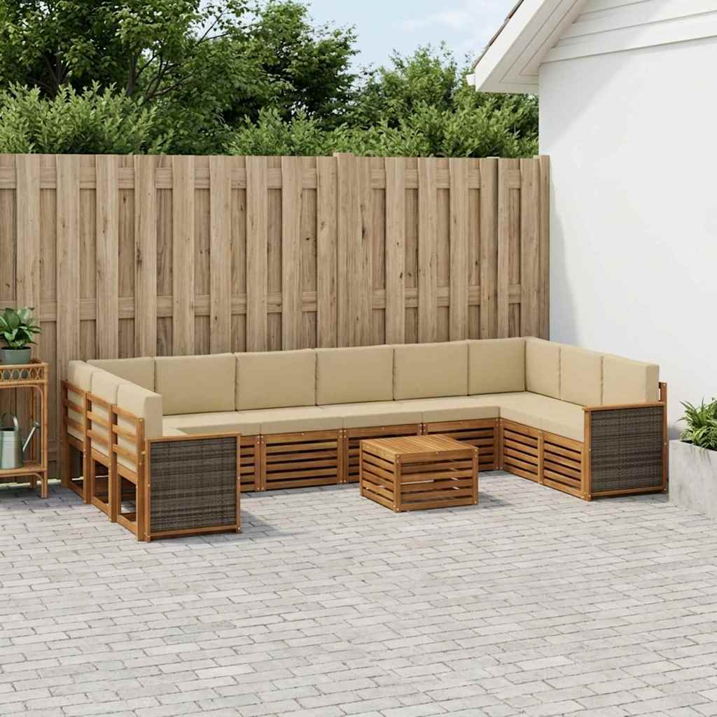 Set di divani da esterno con cuscino 8 pcs Naturale