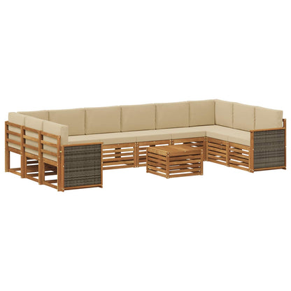Set di divani da esterno con cuscino 8 pcs Naturale