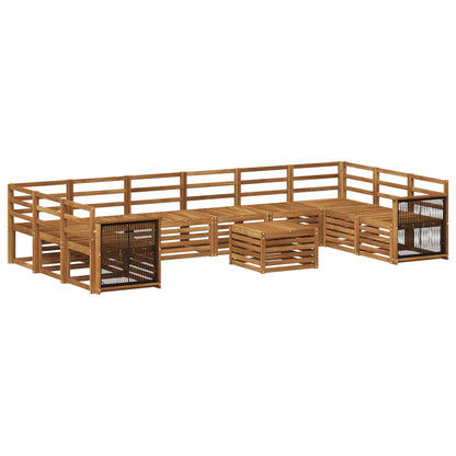 Set di divani da esterno 8 pz Naturale Legno di Acacia Massello
