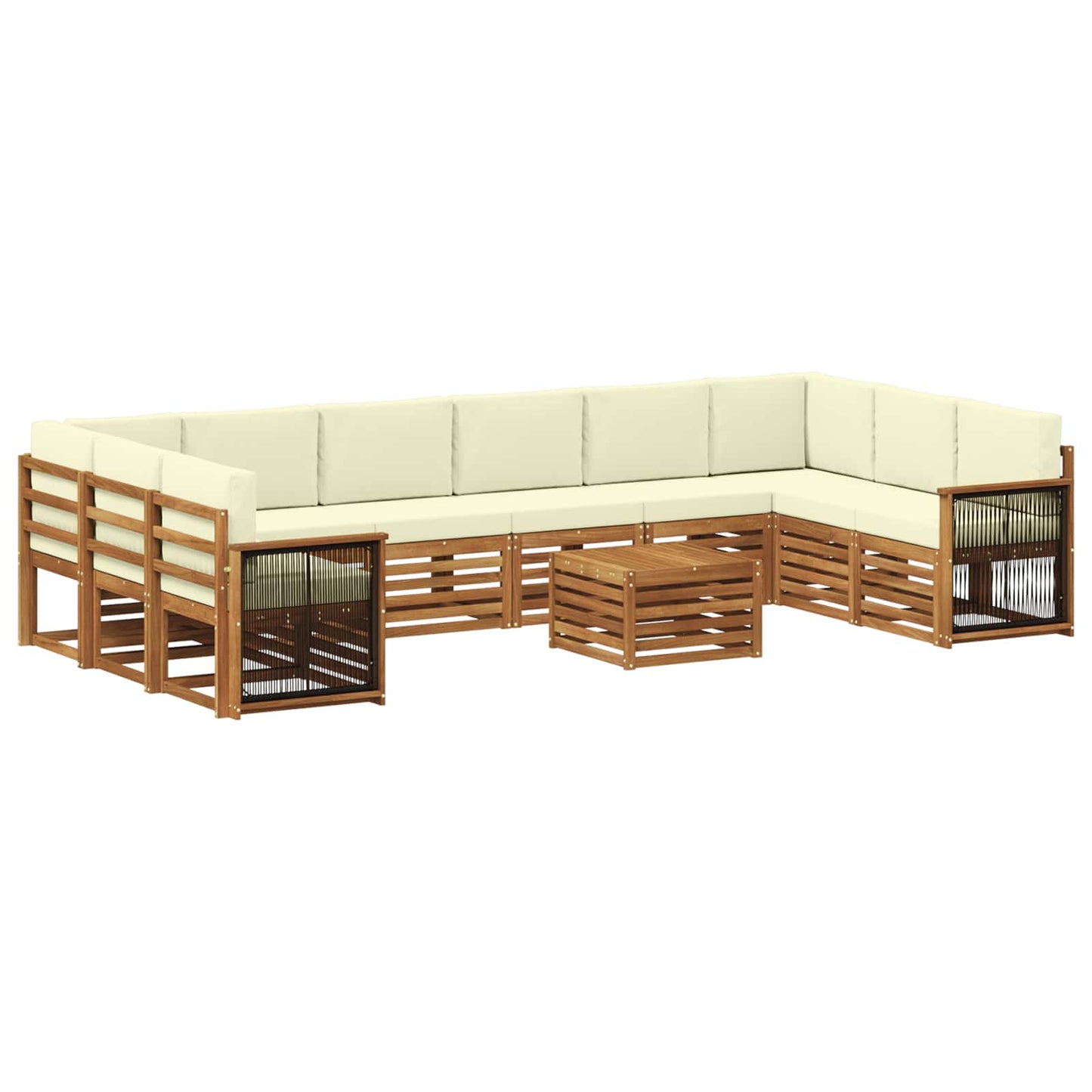 Set di divani da esterno 8 pz Naturale e Crema