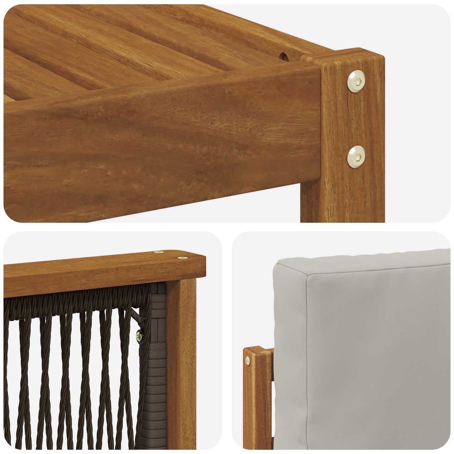 Set di divani da esterno 8 pcs Naturale e Grigio Chiaro