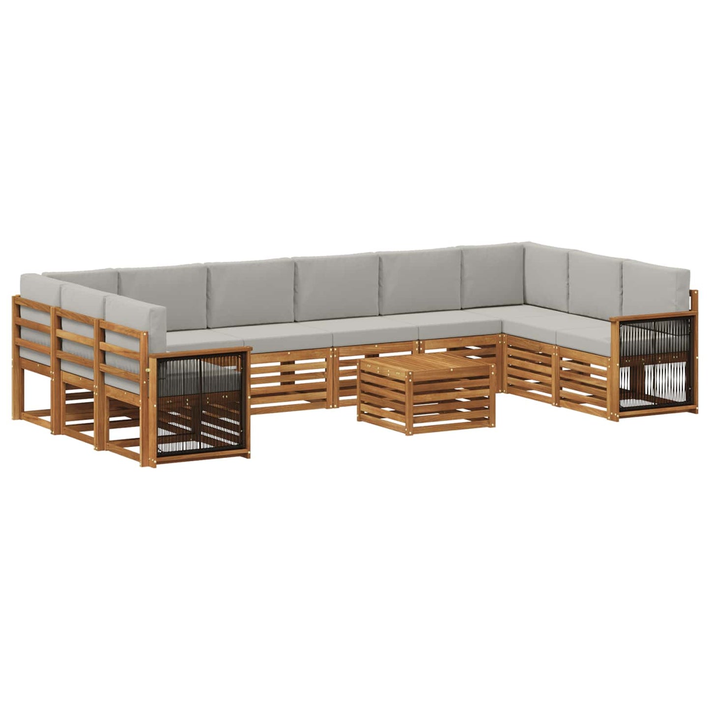 Set di divani da esterno 8 pcs Naturale e Grigio Chiaro
