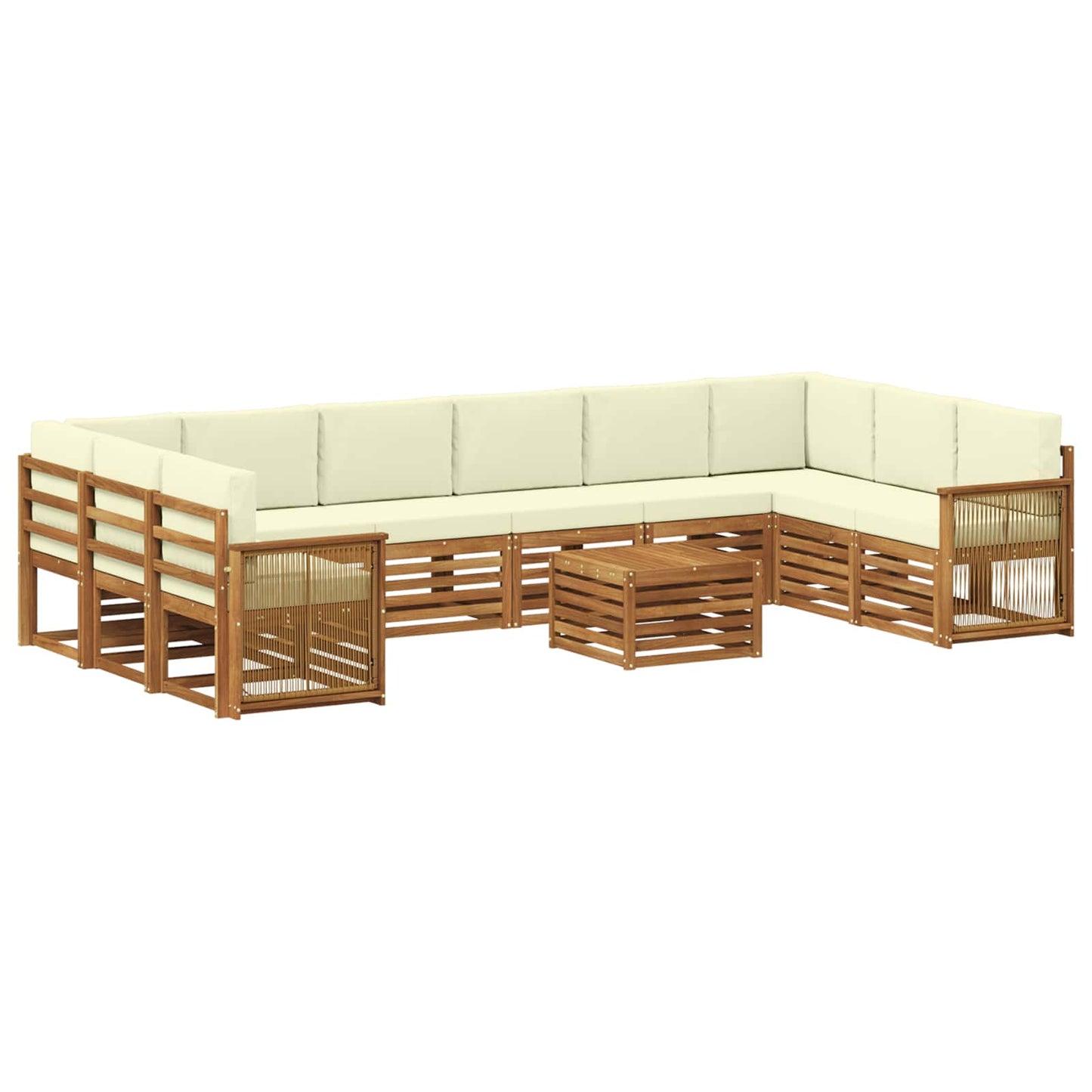 Set di divani da esterno con cuscino 8 pcs Naturale e Crema